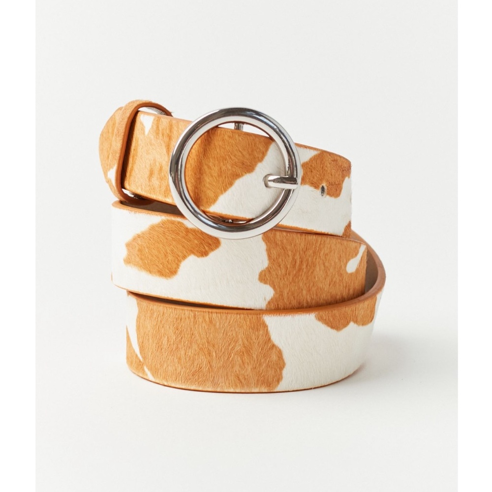 NWT Urban Outfitters Calf Hair Leather Belt / Cow Print 🐄